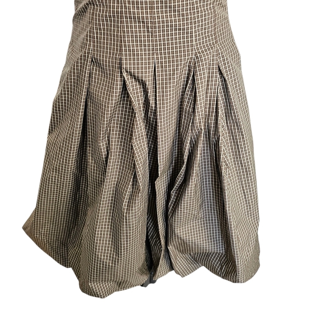 BCBGMaxAzria Brown Strapless Pleated Plaid Cocktail Dress Sz 2 - Picture 3 of 12